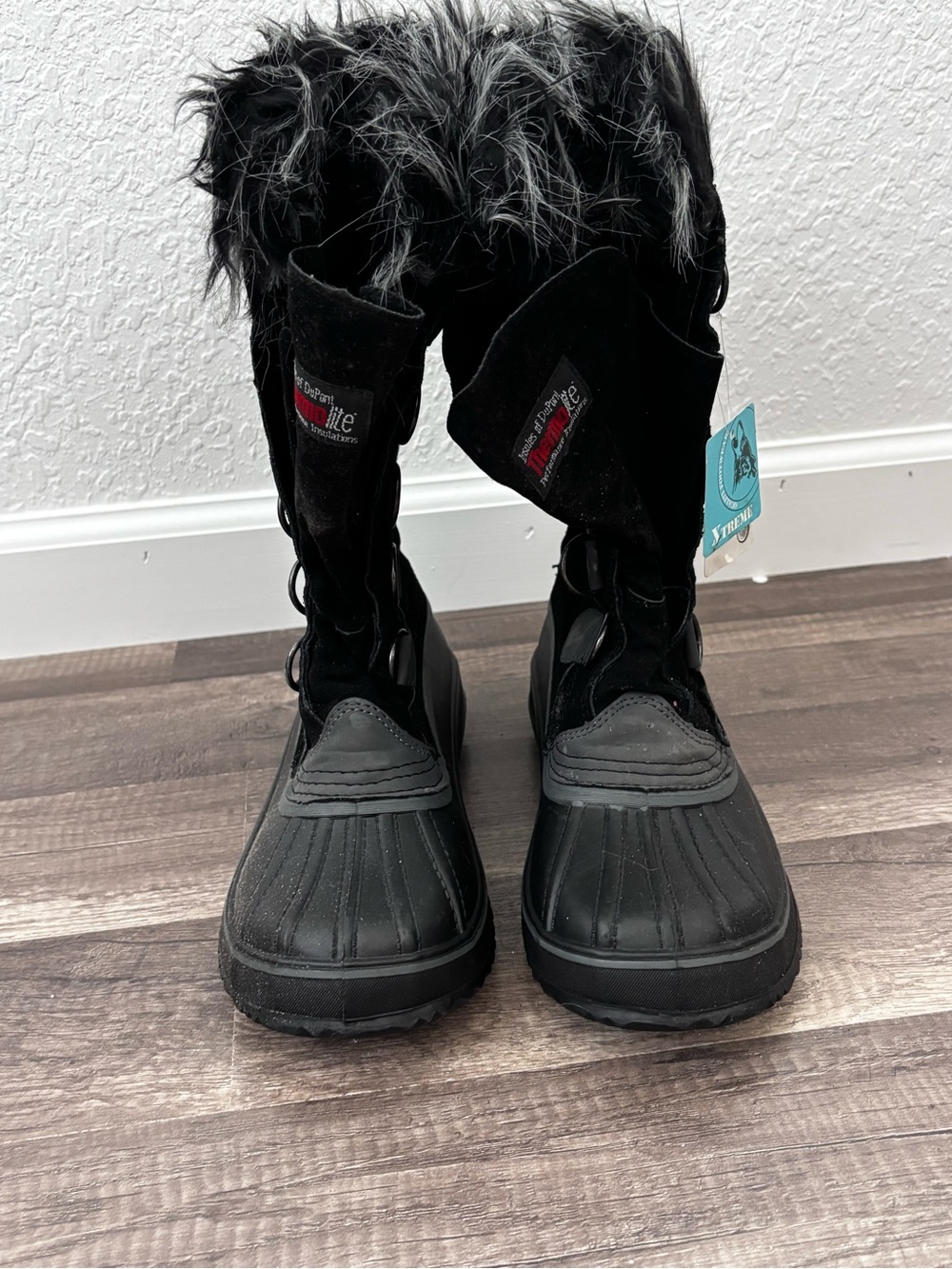 Black Faux-Fur Trim Winter Boots for Women